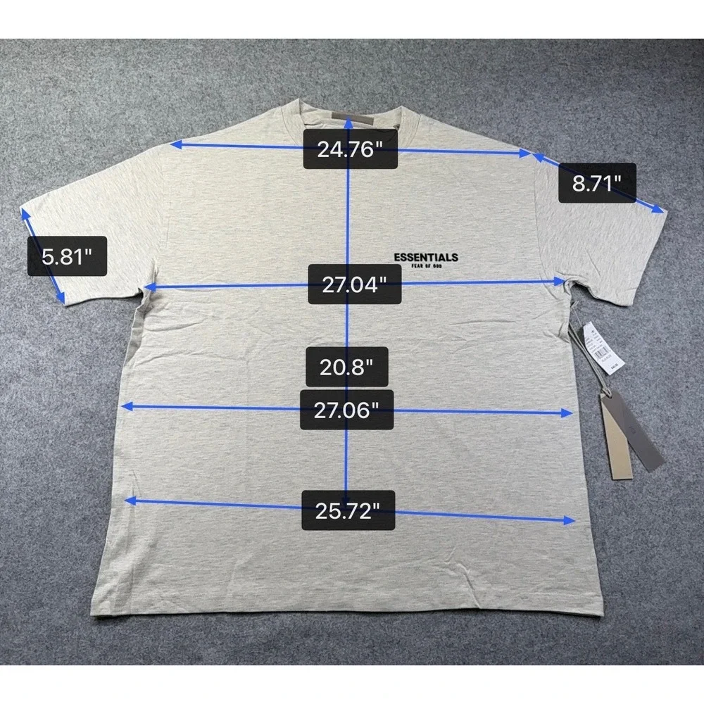 Fear of God Essentials T-Shirt Men XL Light Oatmeal New Short Sleeve Logo Tee